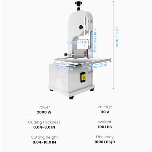 1000W Electric Bone Saw Machine with Stainless Steel Worktable, Commercial Bandsaw for Meat V657