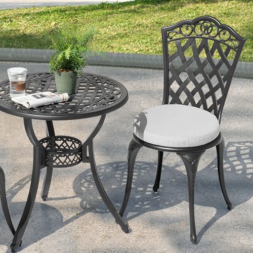 NUU GARDEN 3 Piece Cast Aluminum Bistro Set with Umbrella Hole, Black N80118