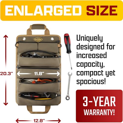 Ryker Roll Up Tool Bag Organizer with Detachable Pouches O5686