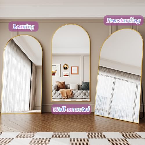 Arched Full Length Floor Mirror 76"x34" Black Freestanding I957