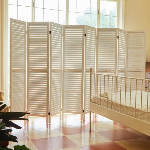 Room Partitions and Dividers, 5.6 Ft Tall Folding Wood Screen, 4 Panels S6959