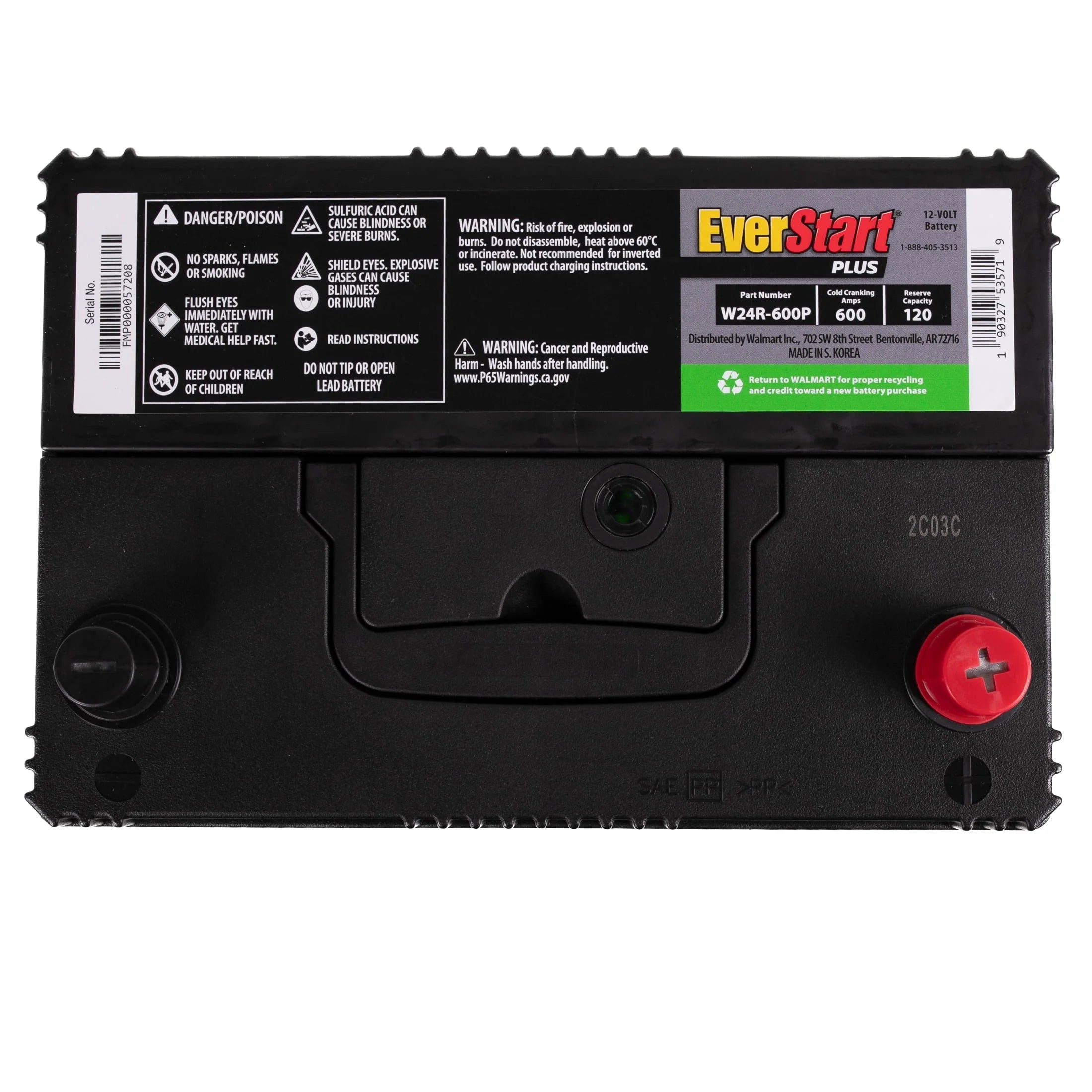 EverStart Plus Lead Acid Automotive Battery Group Size 24F 12V 600 CCA R365