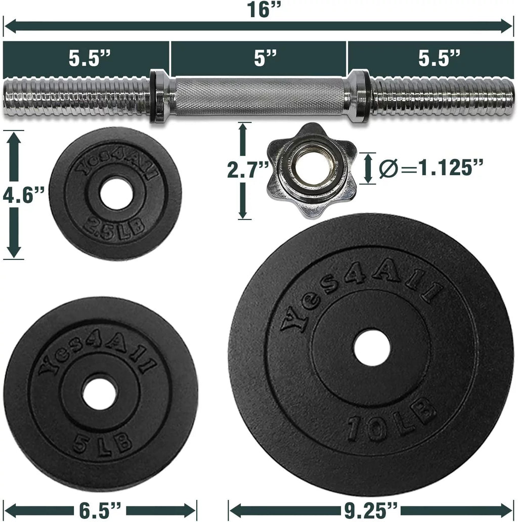 Yes4All 60 lbs Adjustable Dumbbell Set, Cast Iron Pair G3731