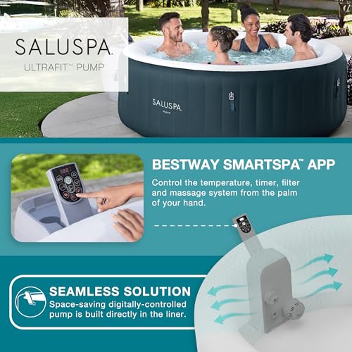 Bestway SaluSpa Aruba AirJet Inflatable Hot Tub, 67 x 26 Inch Round Portable Spa with Cover, Gray S258640