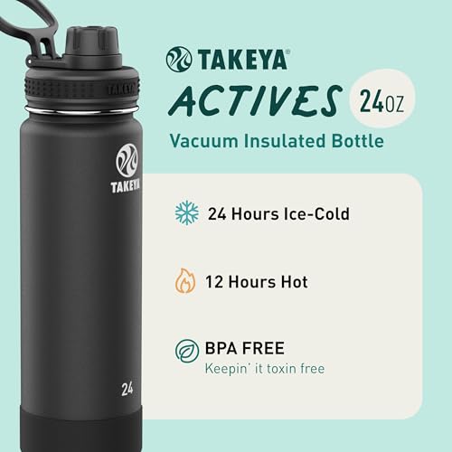 Takeya Actives Water Bottle with Spout Lid, 18 oz, Midnight Blue W579