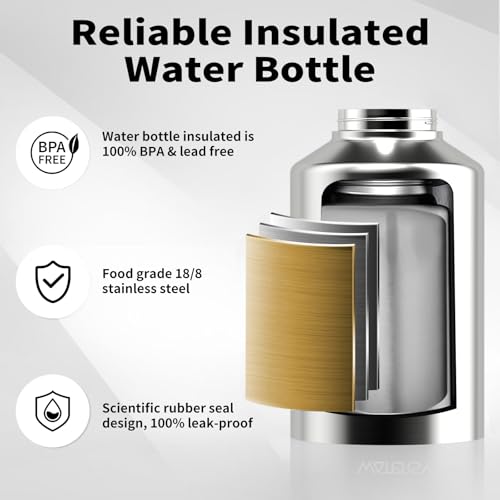 128oz Insulated Stainless Steel Water Bottle with Handle, Black W803
