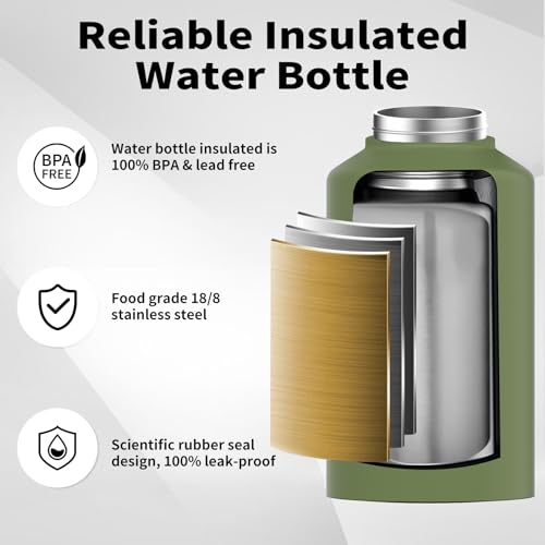 128oz Insulated Stainless Steel Water Bottle with Handle, Black W803