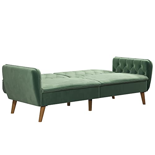 Novogratz Tallulah Memory Foam Futon Convertible Couch, Camel Faux Leather F5939