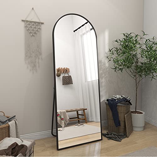 BEAUTYPEAK 65"x24" Arched Full Length Floor Mirror, Black D361