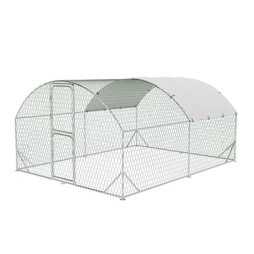Large Metal Chicken Coop Walk-in Poultry Cage with Waterproof Cover, Double Lockable Doors X5588