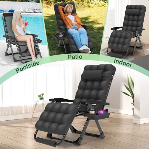 Suteck Zero Gravity Chair Reclining Camping Lounge with Removable Cushion and Cup Holder Z41184