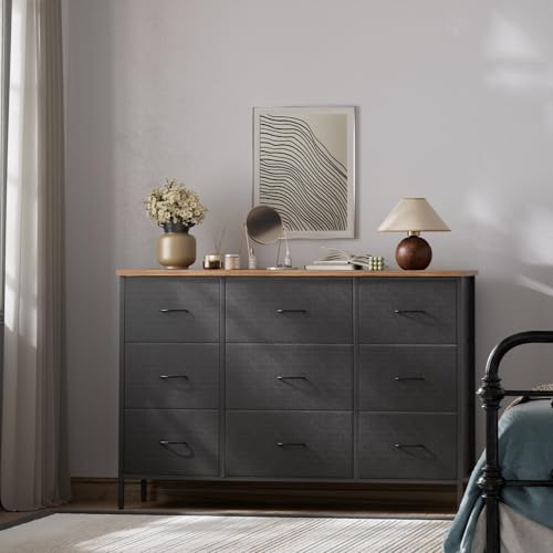9-Drawer Fabric Dresser for Bedroom, TV Stand Storage Cabinet U5871