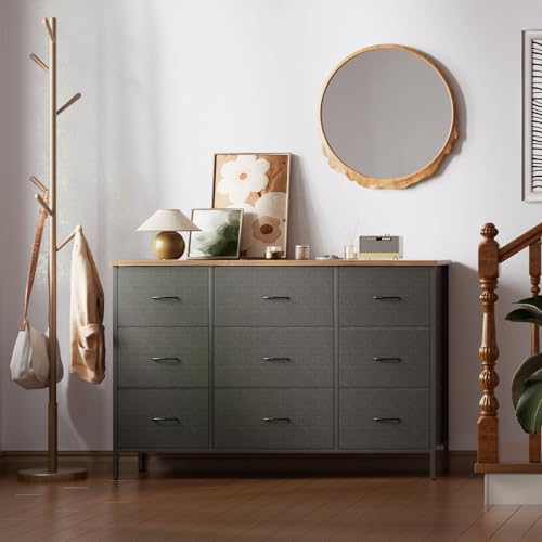 9-Drawer Fabric Dresser for Bedroom, TV Stand Storage Cabinet U5871