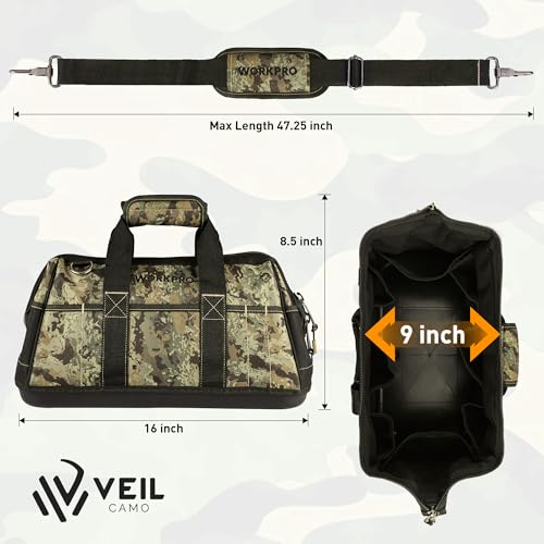 WORKPRO 16-inch Wide Mouth Tool Bag with Waterproof Molded Base K85487
