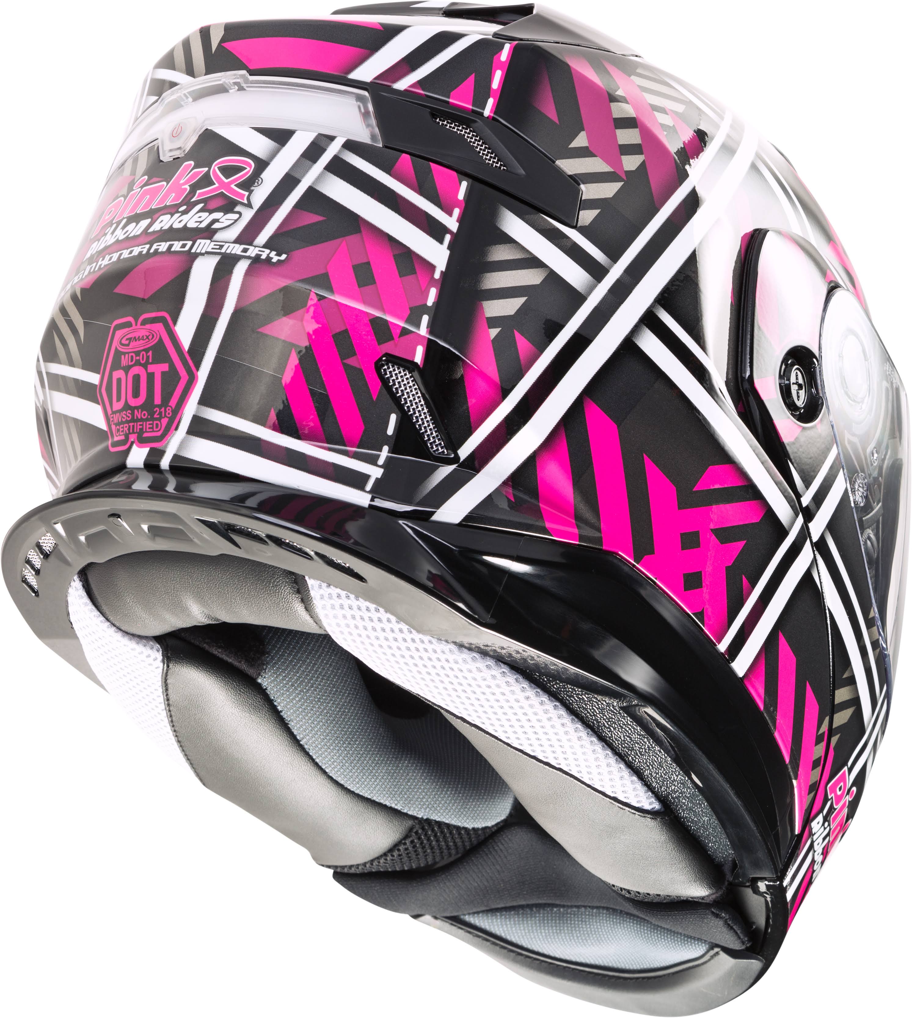 GMAX MD-01 Pink Ribbon Riders Helmet Black/Pink LG A762