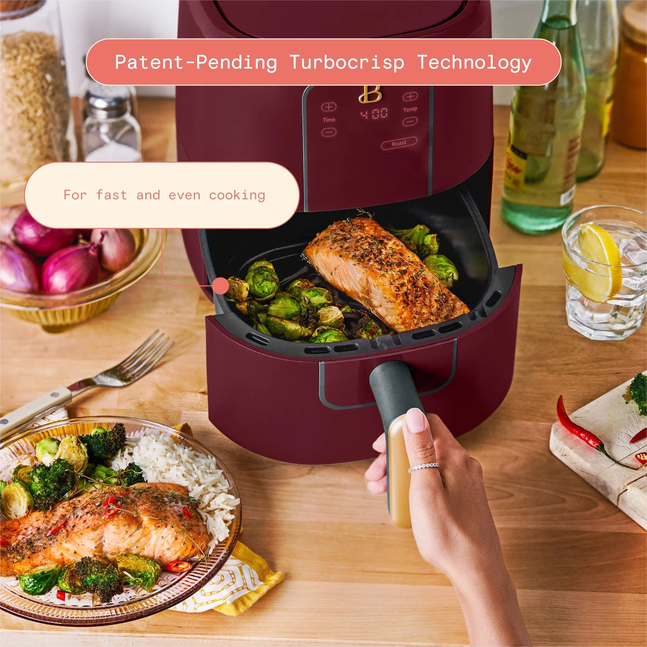 Beautiful 3 Qt Air Fryer with TurboCrisp Technology, White Icing by Drew Barrymore Q37808
