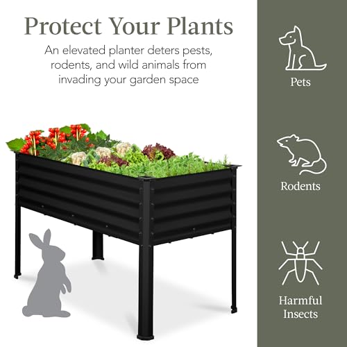 Best Choice Products 48x24x30in Galvanized Raised Garden Bed, Metal Elevated Planter Box, Dark Green S888804