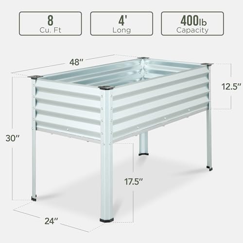 Best Choice Products 48x24x30in Galvanized Raised Garden Bed, Metal Elevated Planter Box, Dark Green S888804