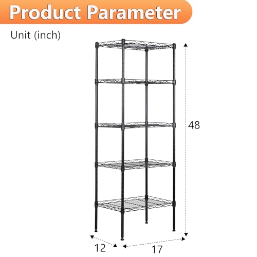 4 Tier NSF Wire Shelving Unit Heavy Duty Steel Storage Rack, Black X19089