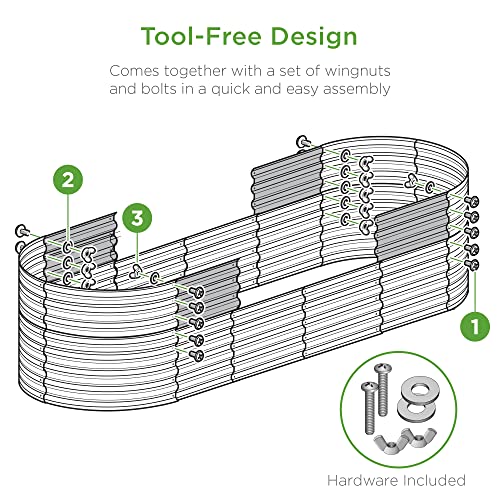 Best Choice Products 8x2x2ft Metal Raised Garden Bed Oval Planter Box for Vegetables, Herbs B5622