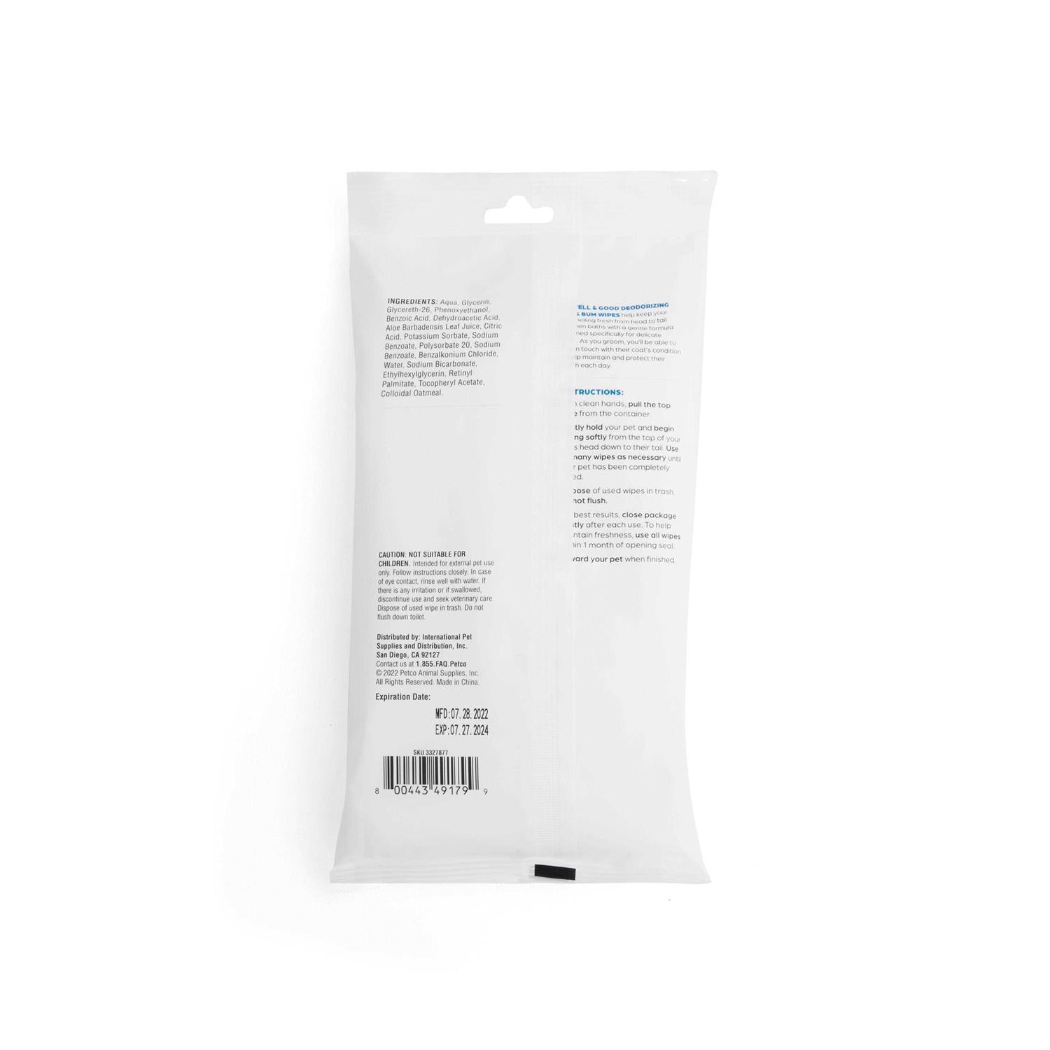 Well & Good Deodorizing Paw and Bum Wipes K7788