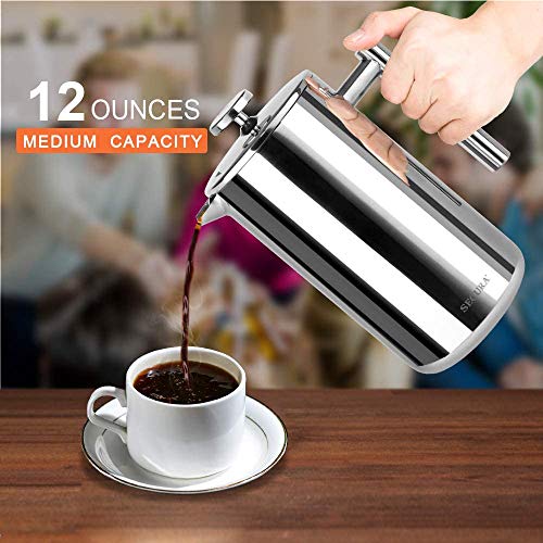 Secura French Press Coffee Maker, 34oz Stainless Steel Insulated, Silver W447