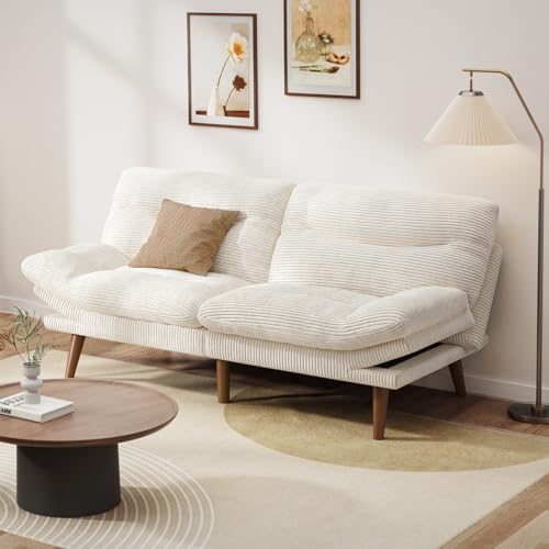 Pipishell Convertible Futon Sofa Bed, 66" Corduroy, Grey L81220