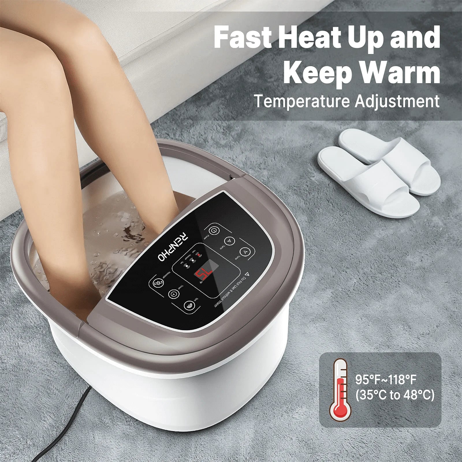 RENPHO Foot Spa Bath Massager with Heat Bubbles and Jets A1998