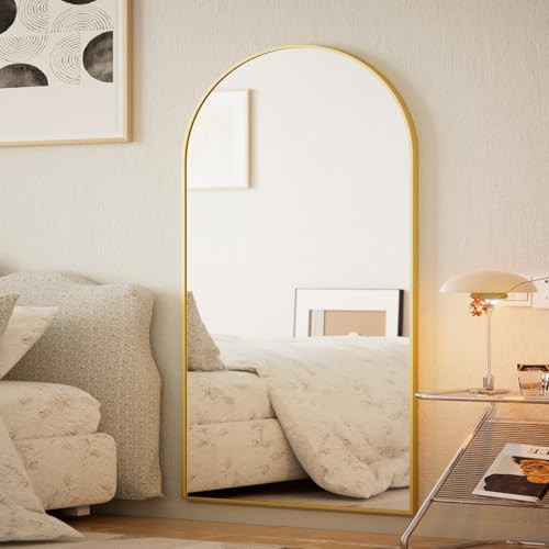 BEAUTYPEAK 65"x24" Arched Full Length Floor Mirror, Black D361