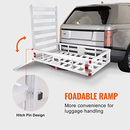 VEVOR Hitch Cargo Carrier 500lbs Capacity Aluminum with Folding Ramp for 2" Receiver B436