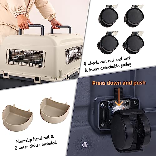 Plastic Dog Crate with Rolling Wheels, Airline Approved, Medium S135464