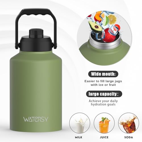 128oz Insulated Stainless Steel Water Bottle with Handle, Black W803