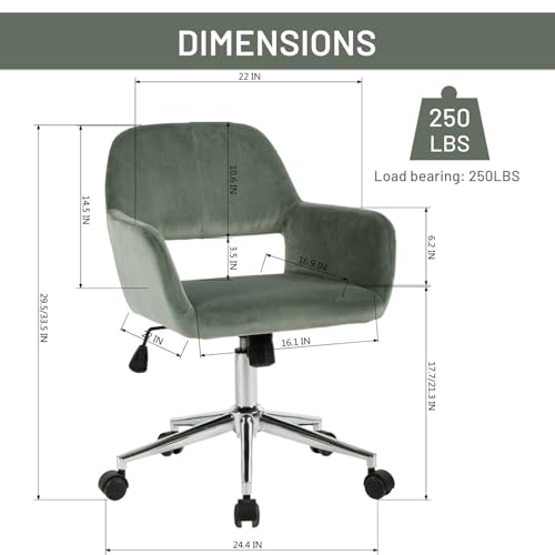 FurnitureR Fabric Upholstered Office Chair with Wheels, Adjustable Mid Back, Beige O766754