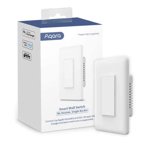 Aqara Smart Light Switch No Neutral Single Rocker, Zigbee, Requires Aqara Hub B510422