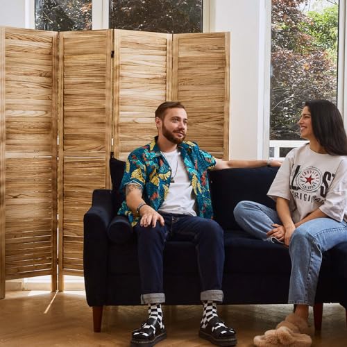 Room Partitions and Dividers, 5.6 Ft Tall Folding Wood Screen, 4 Panels S6959