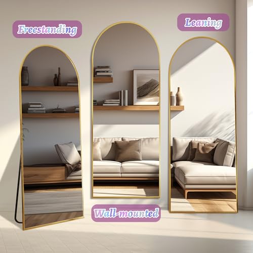Arched Full Length Floor Mirror 76"x34" Black Freestanding I957