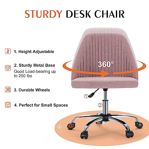Sweetcrispy Armless Office Chair with Wheels, Adjustable Swivel Task Chair S259576