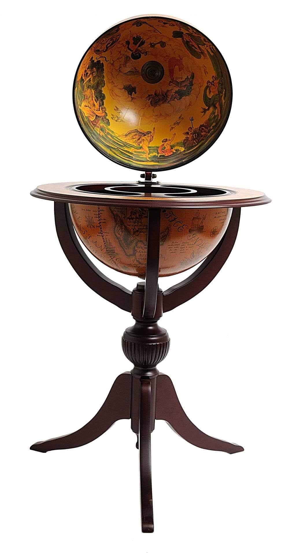 Old World Globe Hidden Storage Bar Tripod Brown 26x22 x 26x22 | Wood