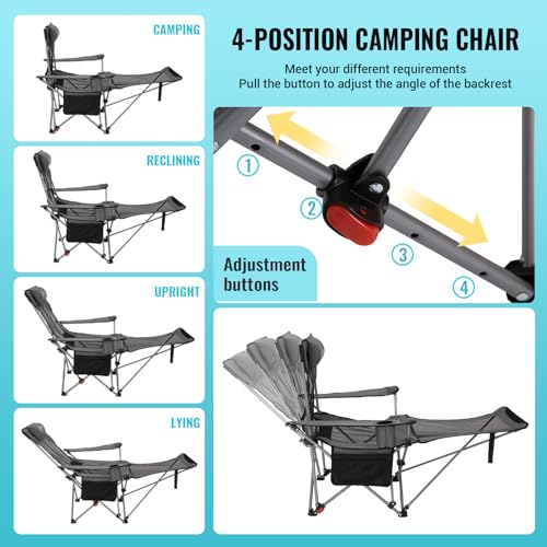 #WEJOY 2-in-1 Reclining Camping Chair with Footrest for Adults B28363