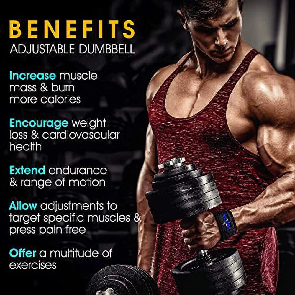 Yes4All 60 lbs Adjustable Dumbbell Set, Cast Iron Pair G3731