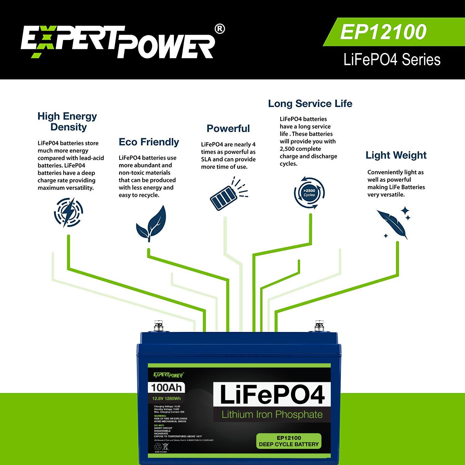 EP12100 12V 100Ah LiFePO4 Battery T799721