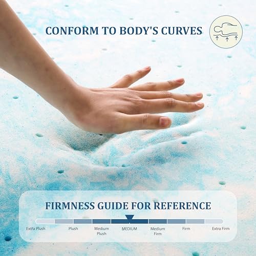 EGO Topper 2 Inch Twin Memory Foam Mattress Topper, Gel Infused, CertiPUR-US Certified F677