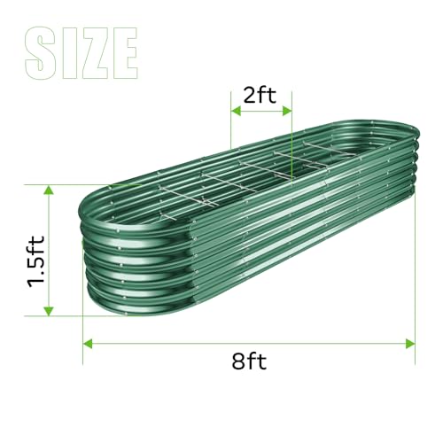 Land Guard 8ft Galvanized Raised Garden Bed Kit, Oval Metal Outdoor Planter Box, Silver D8675