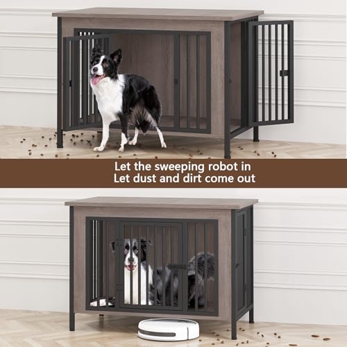 EasyCom XL Wooden Dog Crate Furniture for Medium and Large Breeds, 2 Doors A673