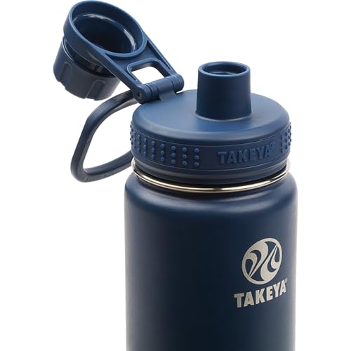 Takeya Actives Water Bottle with Spout Lid, 18 oz, Midnight Blue W579