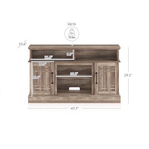 BELLEZE Norrell 48" Farmhouse Wood TV Stand for TVs up to 50 Inch, White R284