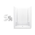 Sterling Store+ 60 in. x 34 in. Single Threshold Center Drain Shower Base with Shower Walls and 12-Piece Accessory Kit in White,