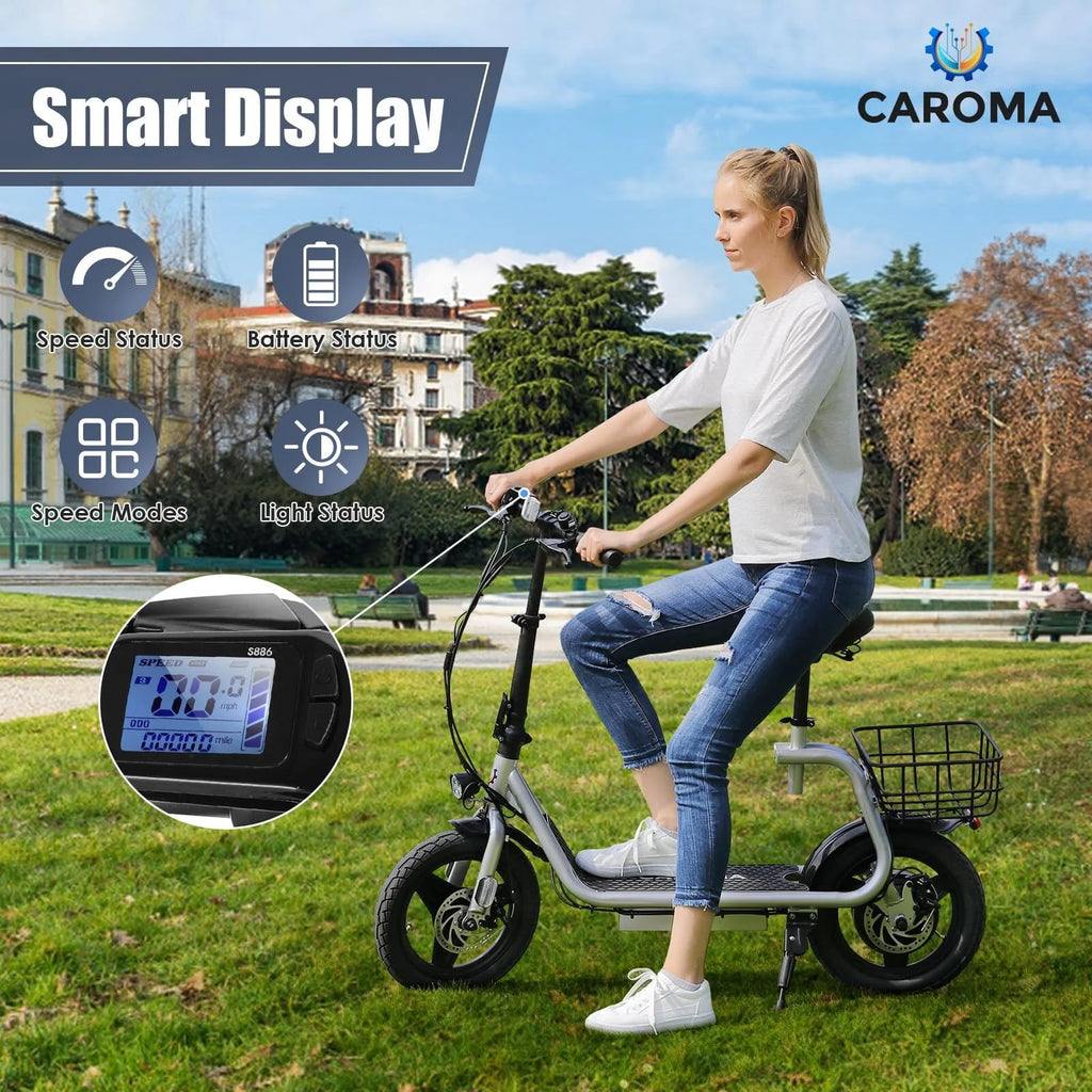 Caroma 500W Electric Scooter with Seat for Adult, 14 inch, 20 MPH F719250