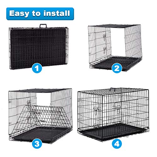 BestPet 42 Inch Folding Metal Wire Dog Crate with Double-Door and Removable Tray O49217