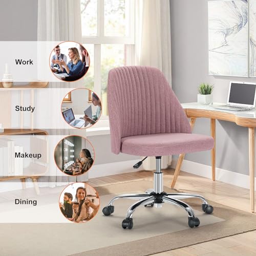 Sweetcrispy Armless Office Chair with Wheels, Adjustable Swivel Task Chair S259576